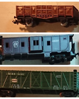 3 vagoni scala N per plastico diorama trenino elet