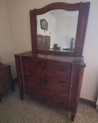Cassettiera con specchio camera da letto anni '30