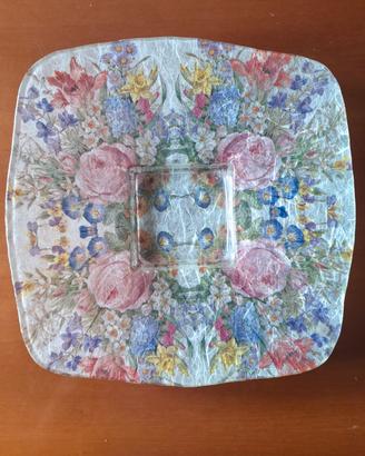 Piatto decorativo/svuotatasche artigianale floreal