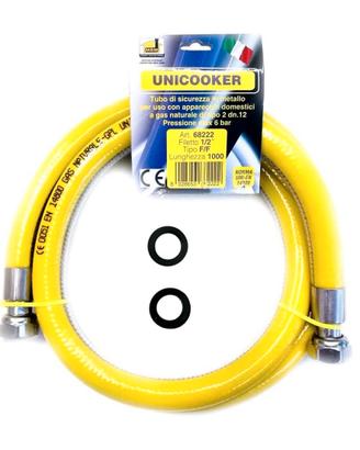 Tubo flessibile gas cucina 1 M, 1/2 FF EN 14800