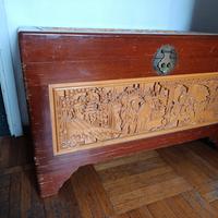BAULE IN LEGNO INTARSIATO CINA ANNI 60