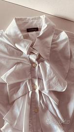 Camicia bianca slim Motivi con rouches – taglia