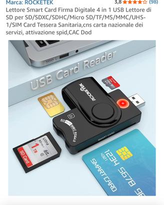 Lettore Smart Card Firma Digitale 4 in 1 USB