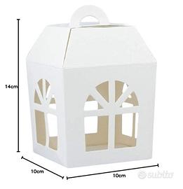 11 scatole cartone bianco per bomboniera 10x10x14