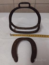 VECCHIA ANTICA STAFFA SELLA CAVALLO E FERRO 