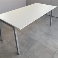 TAVOLO RIUNIONI STUDIO 200x90 BIANCO E ALLUMINIO