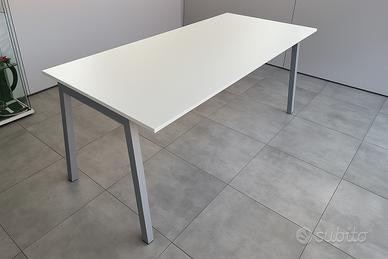 TAVOLO RIUNIONI STUDIO 200x90 BIANCO E ALLUMINIO