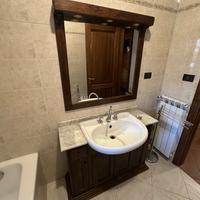 Mobile Bagno Legno, Lavandino Piano Marmo,Specchio