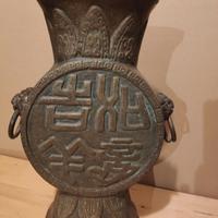 antico vaso bronzo Cina/Giapp.-cera persa-cm.40,5
