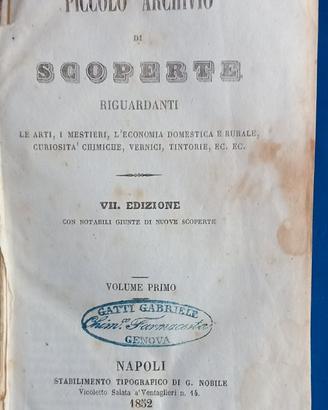 piccolo archivio di scoperte 1852 3 volumi