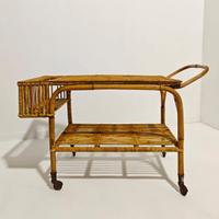 Carrello vintage in bambù, anni '70