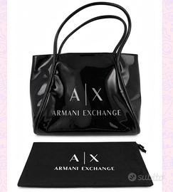 Borsa Armani Exchamge A X tot nera vernice lucida