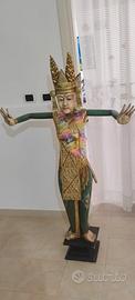 Statua ballerina balinese in legno