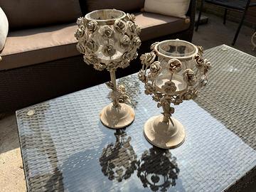 Coppia porta candele shabby chic