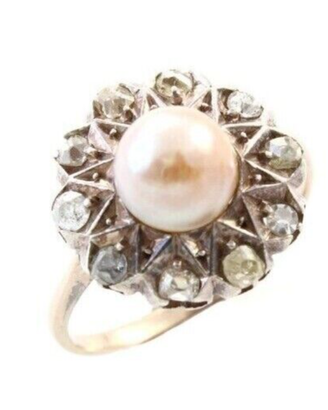 Anello anni '20 in oro basso titolo e argento con