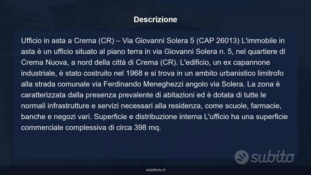 Immobile in asta di 398 m² a Crema - Altro