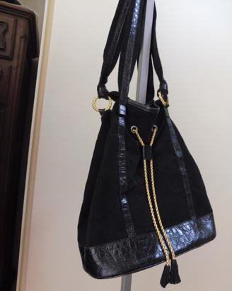 Borsa Borbonese vintage camoscio nero
