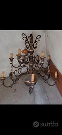 Lampadario d'epoca stile Luigi XVI in ferro batt