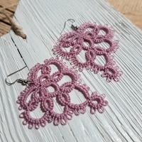 Orecchini in pizzo chiacchierino - Cuore rosa