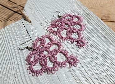 Orecchini in pizzo chiacchierino - Cuore rosa