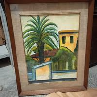 Quadro paesaggio con palma