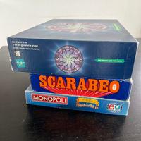 Lotto 3 Giochi da tavolo, Monopoli, Scarabeo