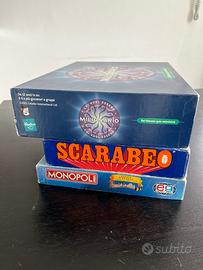 Lotto 3 Giochi da tavolo, Monopoli, Scarabeo
