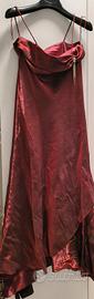 Abito lungo sottoveste bordeaux con stola 