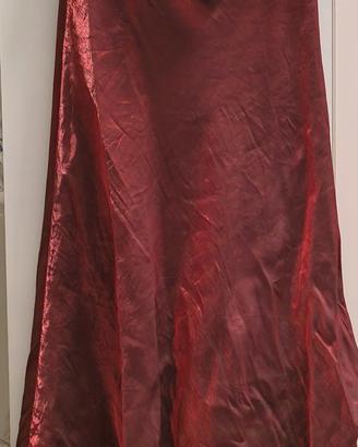 Abito lungo sottoveste bordeaux con stola 