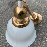 Lampadario anni ‘70 in ottone e vetro satinato