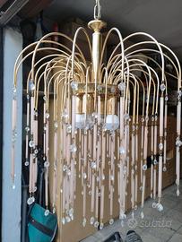 Coppia lampadari a cascata con pendenti gocce