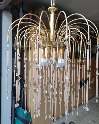Coppia lampadari a cascata con pendenti gocce