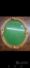 cornice ottone con foglie vetro ovale 