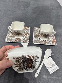 Set 2 tazzine con zuccheriera porcellana