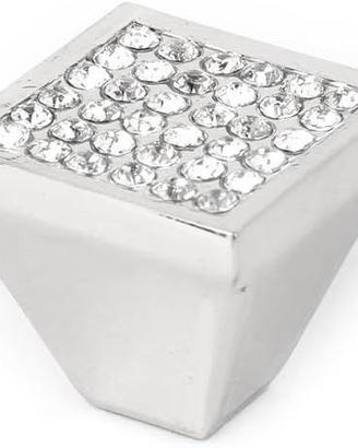 Pomello Acciaio Cromato Strass Cassetto Argento