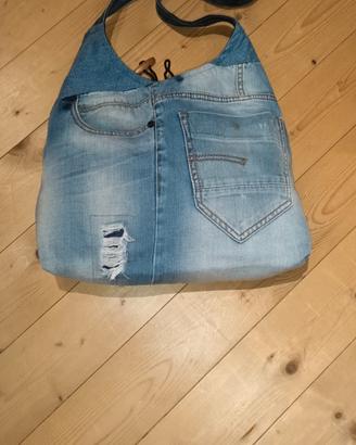Borsa e in jeans double face