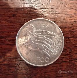 10 Monete 500 Lire Argento 100nario Unità d'Italia
