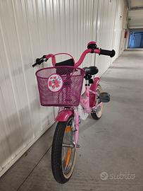 Bicicletta da bambina colore rosa 14” con cestino 