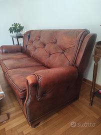Divano stile Chesterfield vera pelle 3 posti