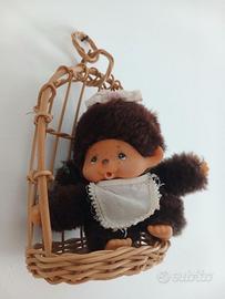 MONCHHICHI MONCICCI ANNI '70 CON CESTINO VIMINI
