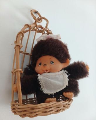 MONCHHICHI MONCICCI ANNI '70 CON CESTINO VIMINI