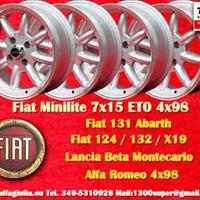 4 pz. cerchi Fiat Minilite 7x15 ET0 124 Coupe Spid