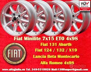 4 pz. cerchi Fiat Minilite 7x15 ET0 124 Coupe Spid