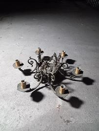 Lampadario vintage in ferro battuto E27 x 6