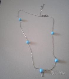 collana argento lunga azzurra 