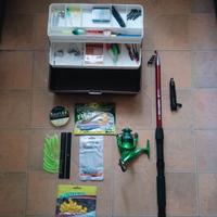 Attrezzatura pesca Canna Mulinello Cassetta
