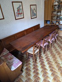 Set Sala da Pranzo Rustico in Legno Massiccio