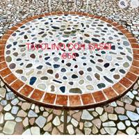 TAVOLINO ROTONDO IN PALADIANA E FERRO ARTIGIANALE