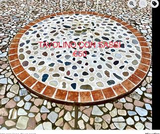 TAVOLINO ROTONDO IN PALADIANA E FERRO ARTIGIANALE