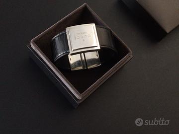 Bracciale gucci argento e pelle